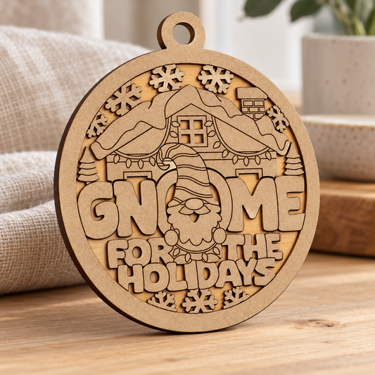 Gnome for the Holidays  2-Layer Laser Cut Ornament