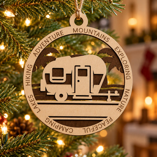 Camper Beach #1 2-Layer Laser Cut Ornament