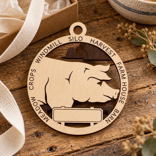 Pig #2 2-Layer Laser Cut Ornament