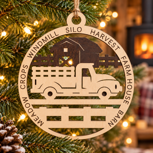 Farm Truck #1 2-Layer Laser Cut Ornament