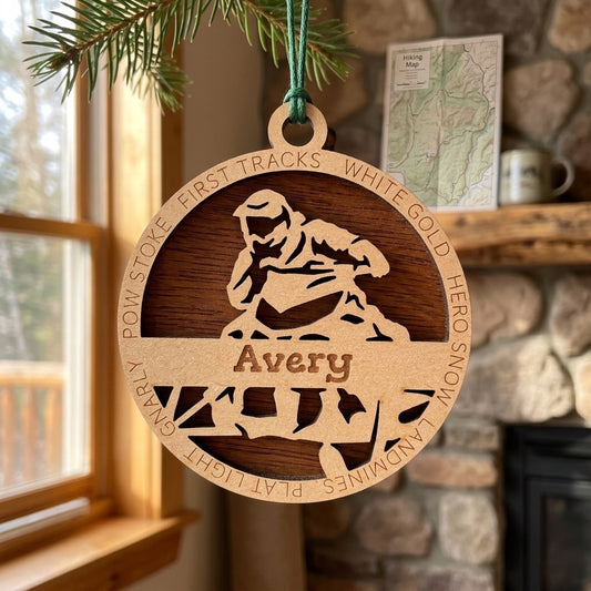 Snowmobiling Laser Engraved Ornament