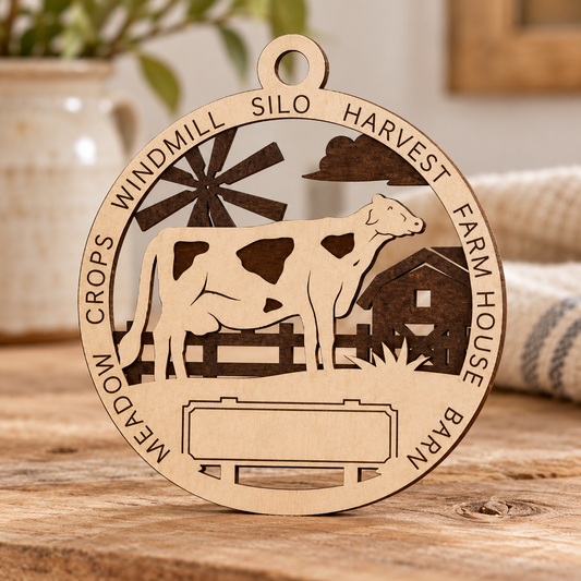 Dairy Cow #4 2-Layer Laser Cut Ornament