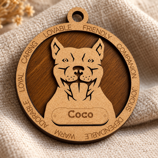 Pittbull (Cropped) 2-Layer Laser Cut Ornament