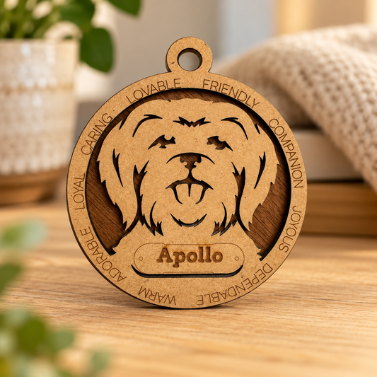 Maltese V2 (Short Hair) 2-Layer Laser Cut Ornament