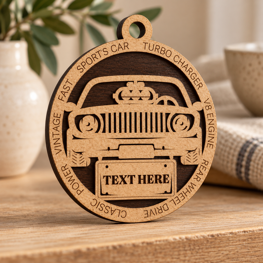 Vintage Car #1 2-Layer Laser Cut Ornamnet