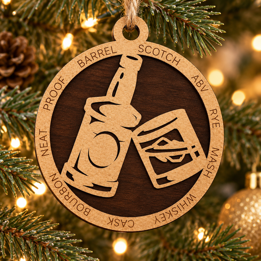 Whiskey #2 2-Layer Laser Cut Ornament