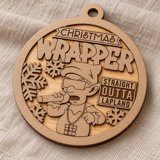 Christmas Wrapper 2-Layer Laser Engraved Ornament