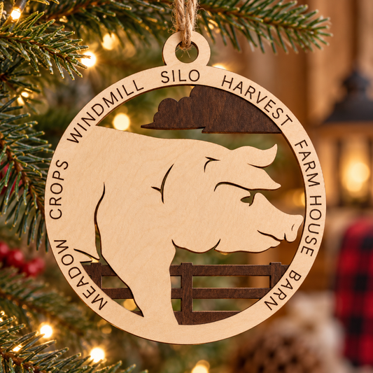 Pig #1 2-Layer Laser Cut Ornament