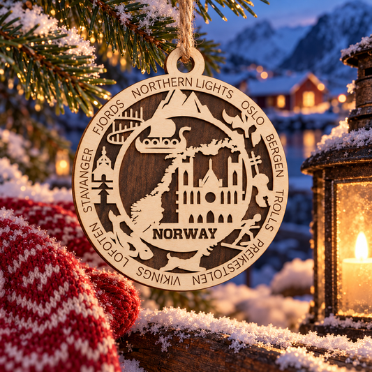 Norway 2-Layer Laser Cut Ornament