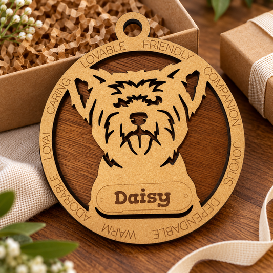 Yorkshire Terrier (Groomed) 2-Layer Laser Cut Ornament