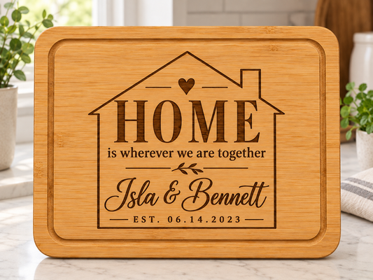 New Home Laser Engraved Bamboo Cutting Board