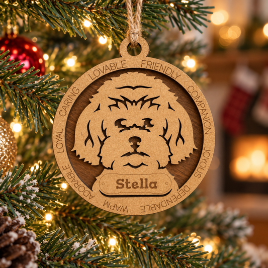 Maltipoo 2-Layer Laser Cut Ornament