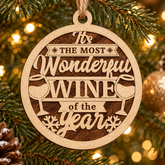 Wonderful Wine of the Year 2-Layer Laser Cut Ornament
