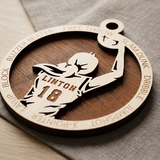 Basketball Custom Laser Engraved Ornament