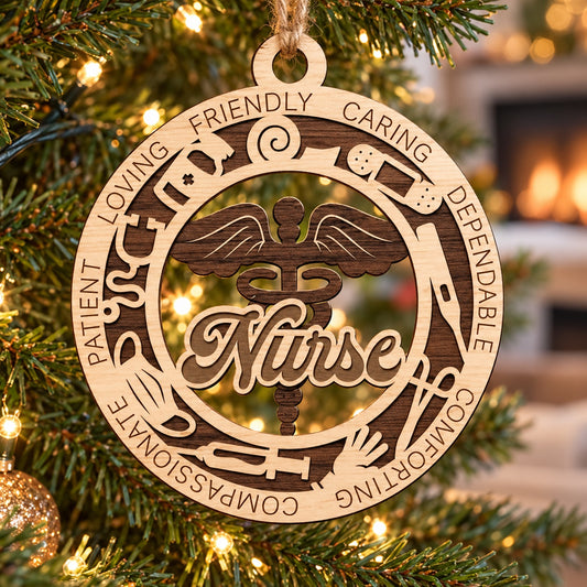 Nurse #1 2-Layer Laser Cut Ornament