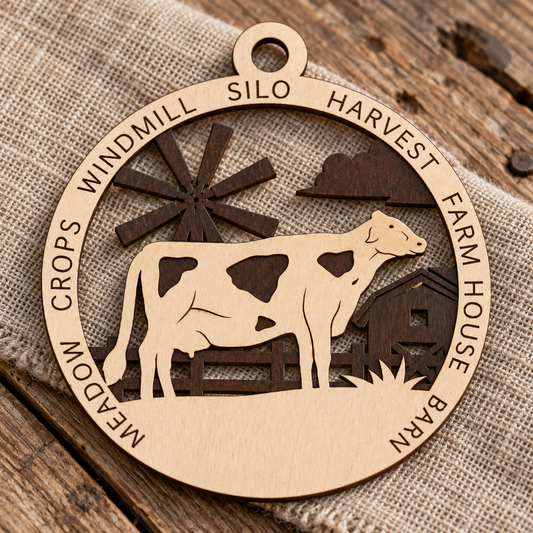 Dairy Cow #3 2-Layer Laser Cut Ornament