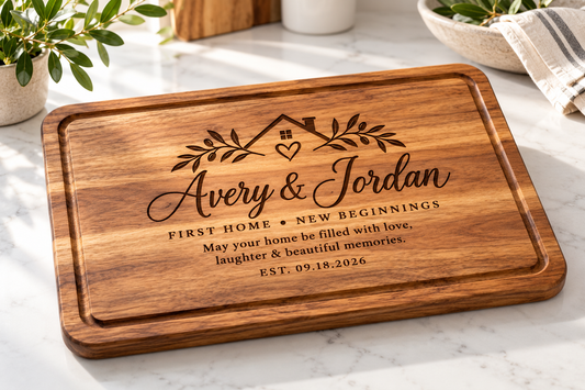 First Home, New Beginnings Custom Engraved Cutting Board