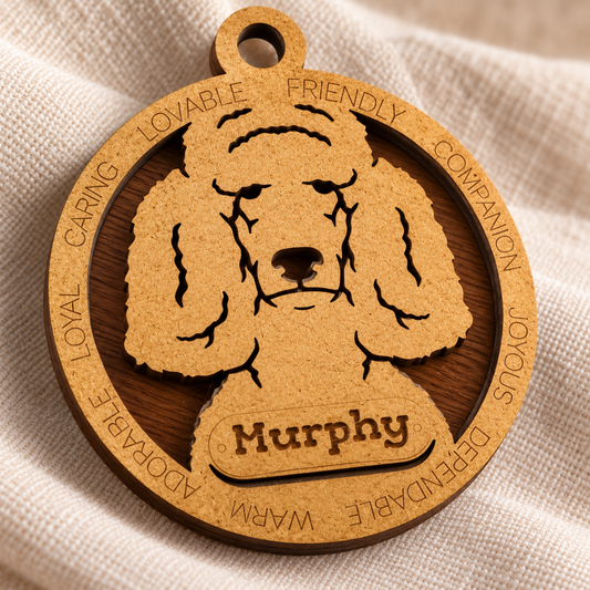Standard Poodle 2-Layer Laser Engraved Ornament
