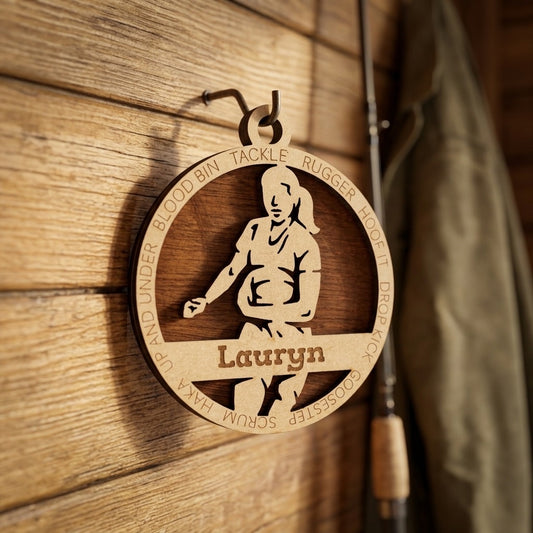 Rugby Laser Engraved Ornament