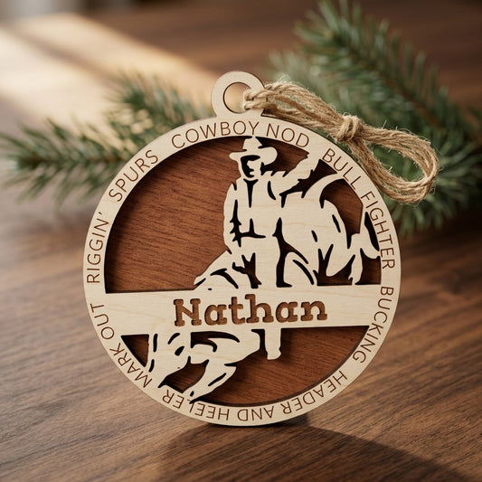 Bullriding Custom Laser Engraved Ornament
