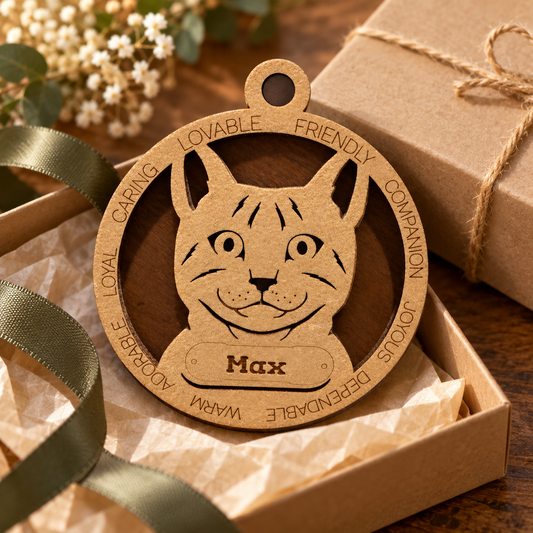 Egyptian Mau Cat 2-Layer Laser Cut Ornament