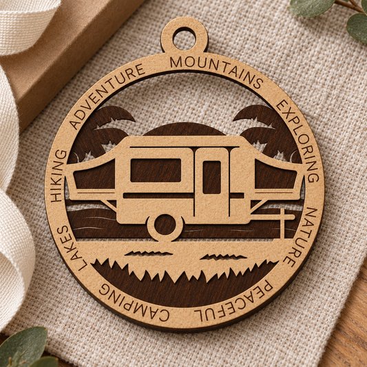 Tent Camper Beach #2 2-Layer Laser Cut Ornament