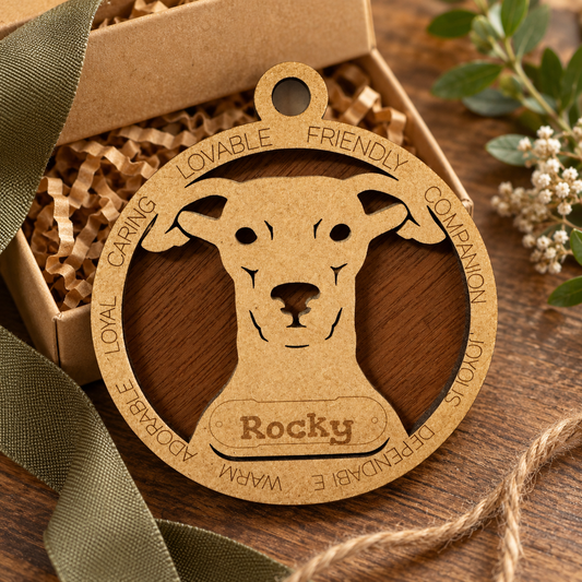 Whippet 2-Layer Laser Cut Ornament