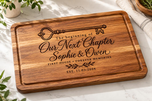 “Our Next Chapter” Custom Engraved Cutting Board
