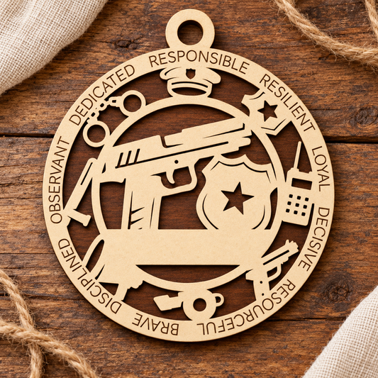 Police Officer #1 2-Layer Laser Cut Ornament