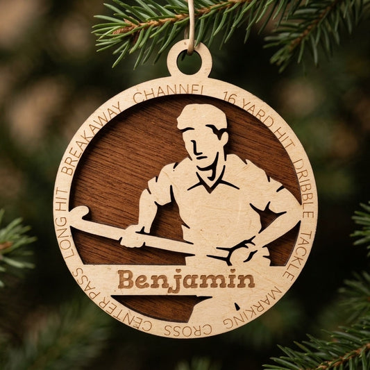 Field Hockey Custom Laser Engraved Ornament
