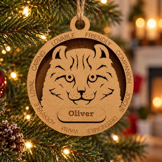 American Curl Cat 2-Layer Laser Cut Ornament