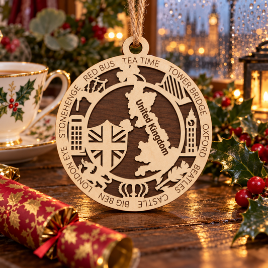 United Kingdom 2-Layer Laser Cut Ornament