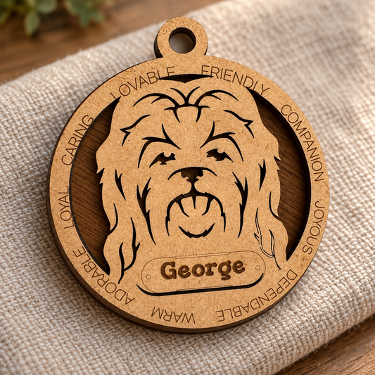 Maltese V2 (Long Hair) 2-Layer Laser Cut Ornament