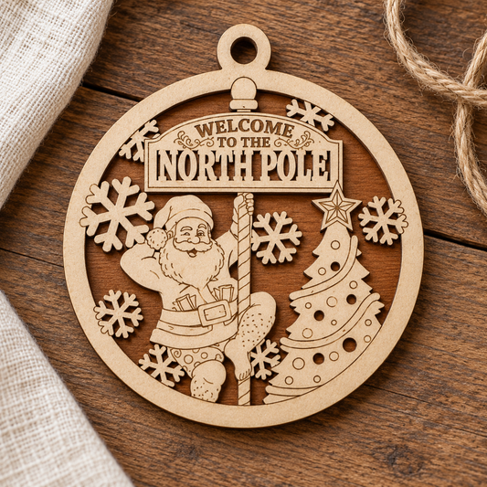 Welcome to the North Pole 2-Layer Laser Cut Ornament
