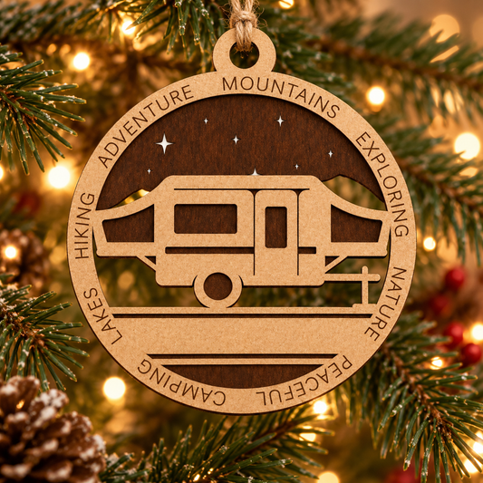 Tent Camper Starry Night #1 2-Layer Laser Cut Ornament