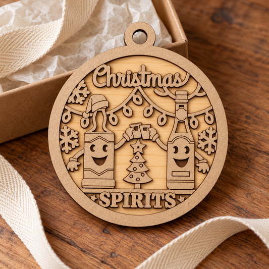 Christmas Spirits 2-Layer Laser Engraved Ornament