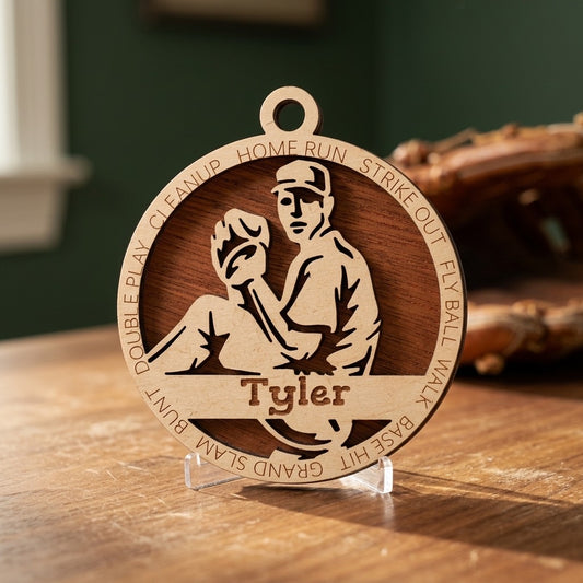 Baseball Pitcher Custom Laser Engraved Ornament