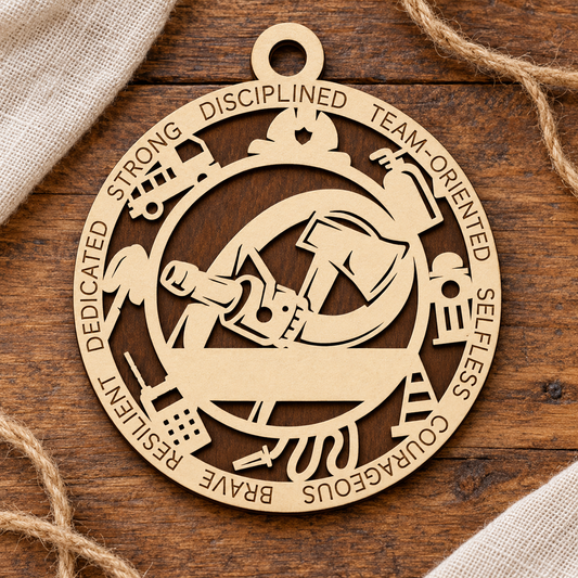 Firefighter #1 2-Layer Laser Cut Ornament