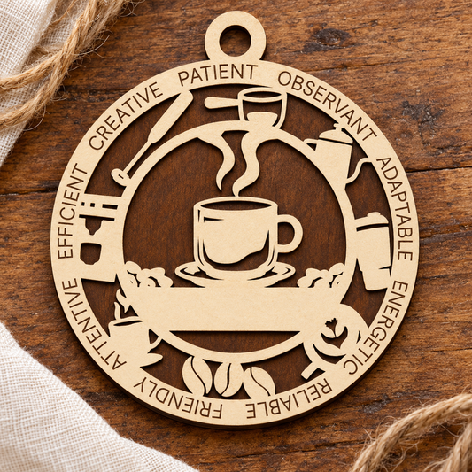 Barista #1 2-Layer Laser Cut Ornament