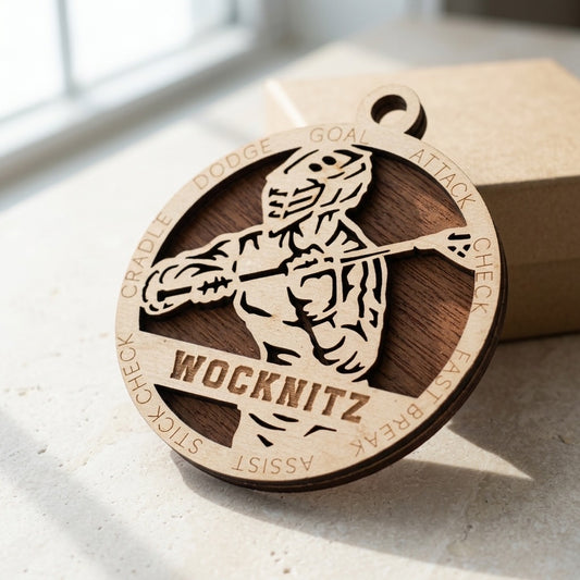 Lacrosse Laser Engraved Ornament