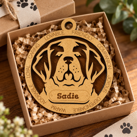 St. Bernard 2-Layer Laser Cut Ornament