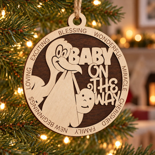Baby On The Way 2-Layer Laser Cut Ornament