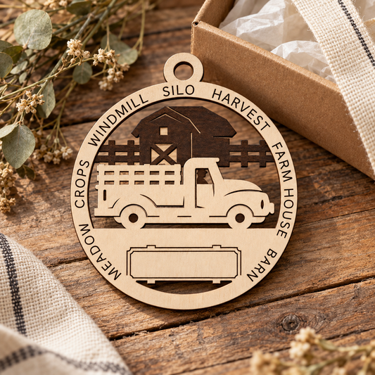 Farm Truck #2 2-Layer Laser Engraved Oraments
