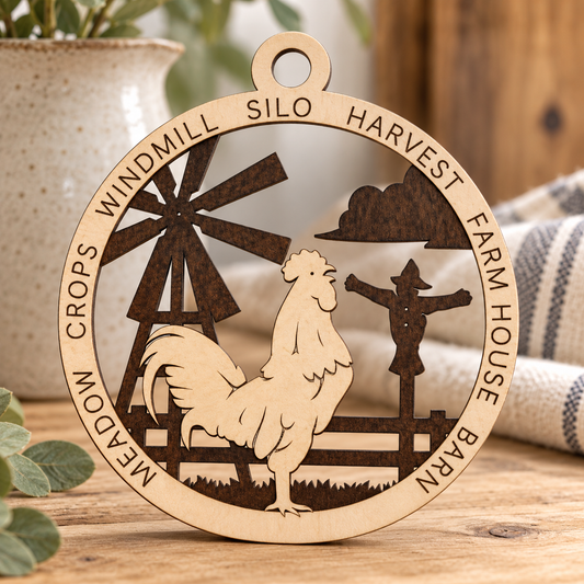 Rooster #3 2-Layer Laser Cut Ornament