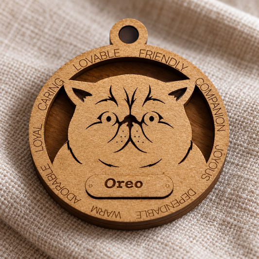 Exotic Shorthair Cat 2-Layer Laser Cut Ornament