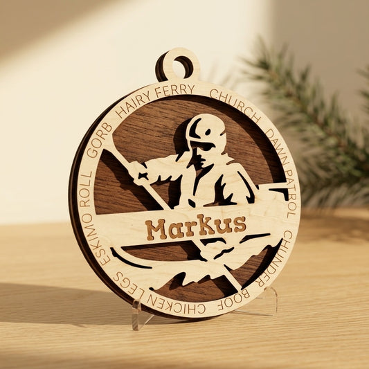 Kayaking Laser Engraved Ornament