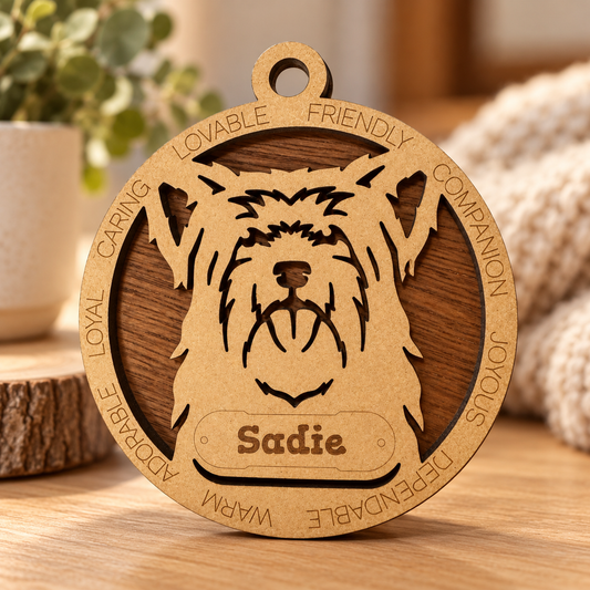 Yorkshire Terrier (Long Hair) 2-Layer Laser Cut Ornament