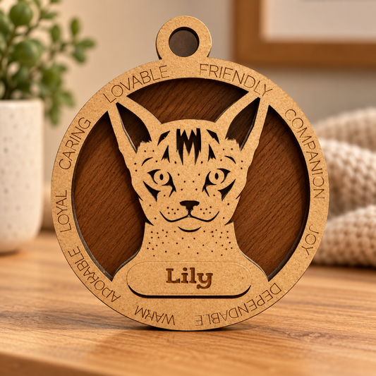 Abyssinian Cat 2-Layer Laser Cut Ornament