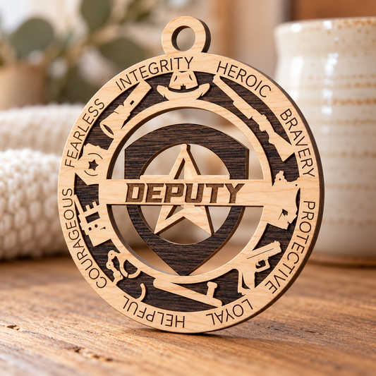 Deputy #2 2-Layer Laser Cut Ornament