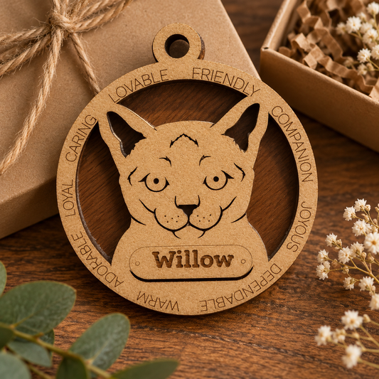 Burmese Cat 2-Layer Laser Cut Ornament